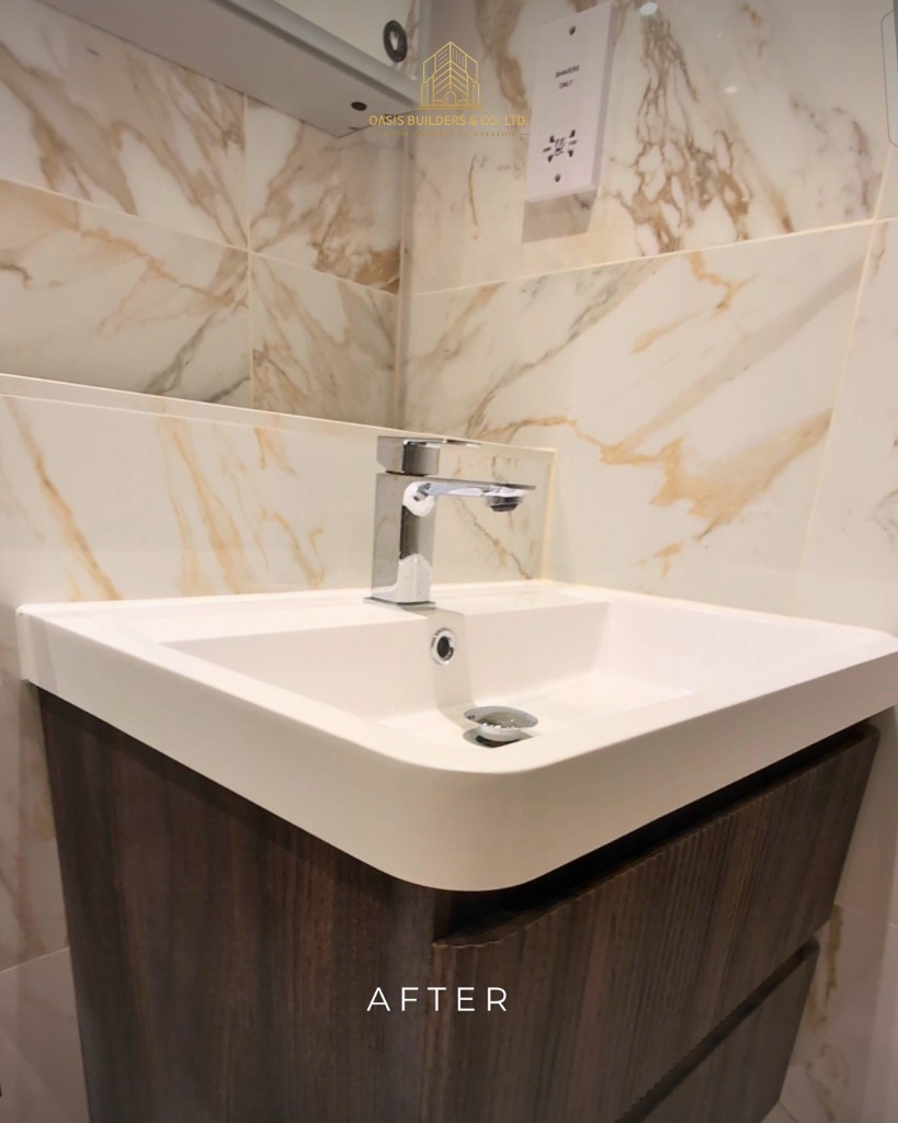 Walnut Floating Vanity & Chrome Basin Tap