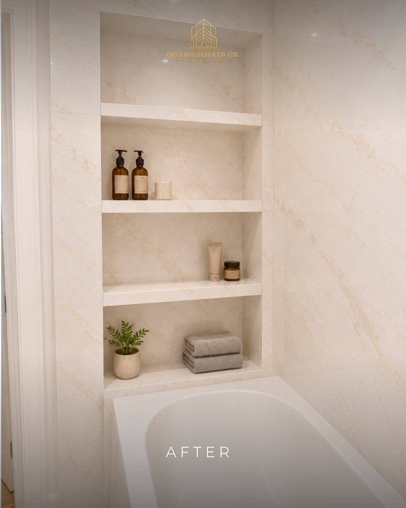 Recessed 3-Tier Marble Bath Niche