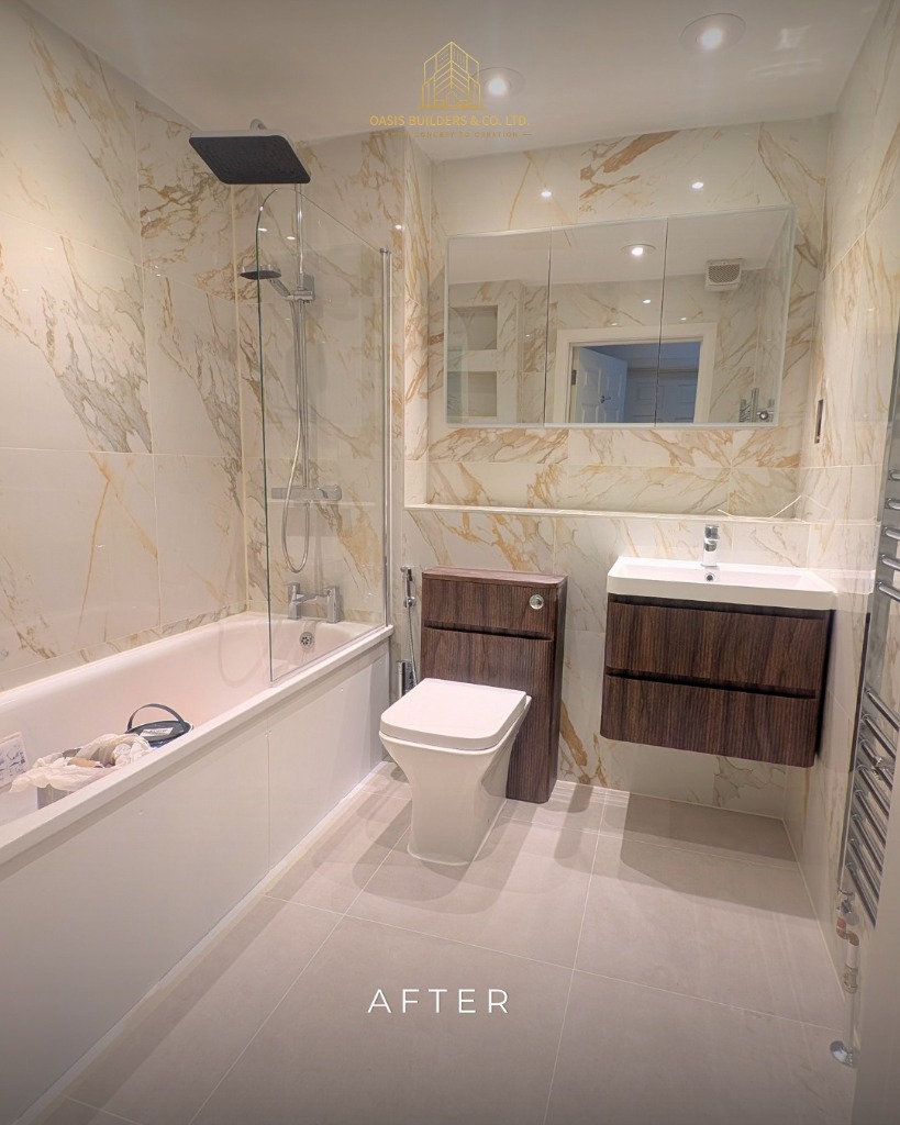 Bath, Glass Screen & Rainfall Shower